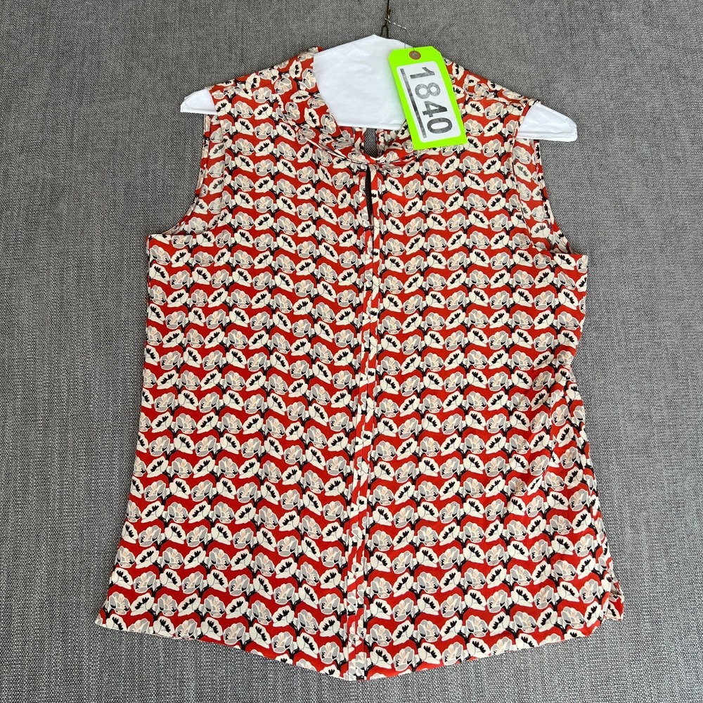 Tory Burch Shell Top Women 10 Multi Floral Silk Designer Sleeveless Keyhole Back